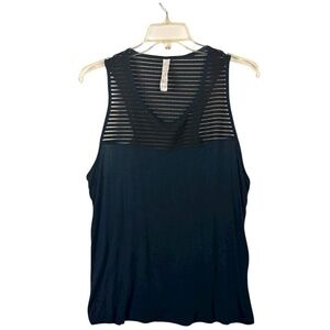 Balance Collection Mesh Striped Tank Top Womens 1X Plus Size Activewear Yoga Gym